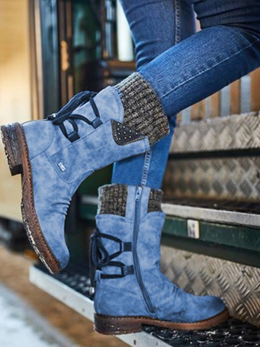 Lace Up Warm Suede Boots Shoes
