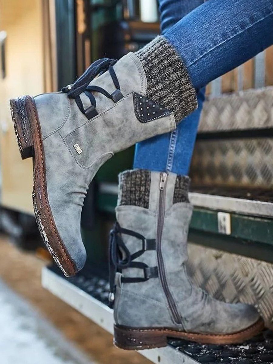 Lace Up Warm Suede Boots Shoes