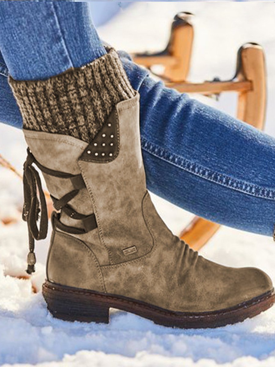 Lace Up Warm Suede Boots Shoes