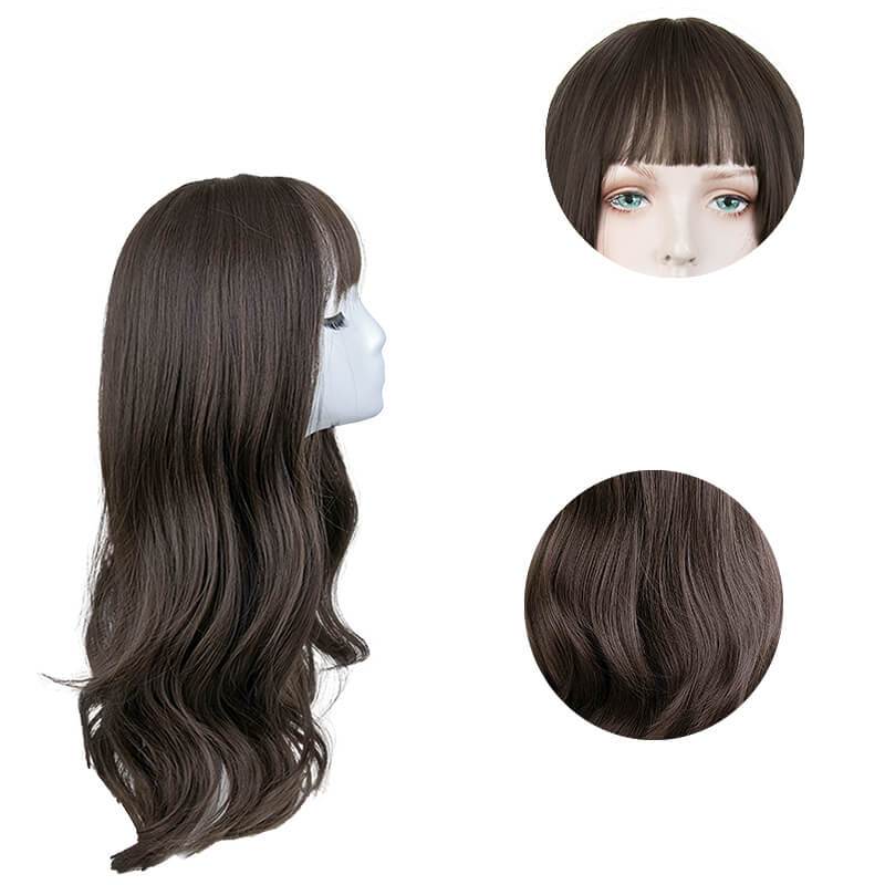 Long Wavy Dark Brown Synthetic Wig Lolita Cosplay SW324