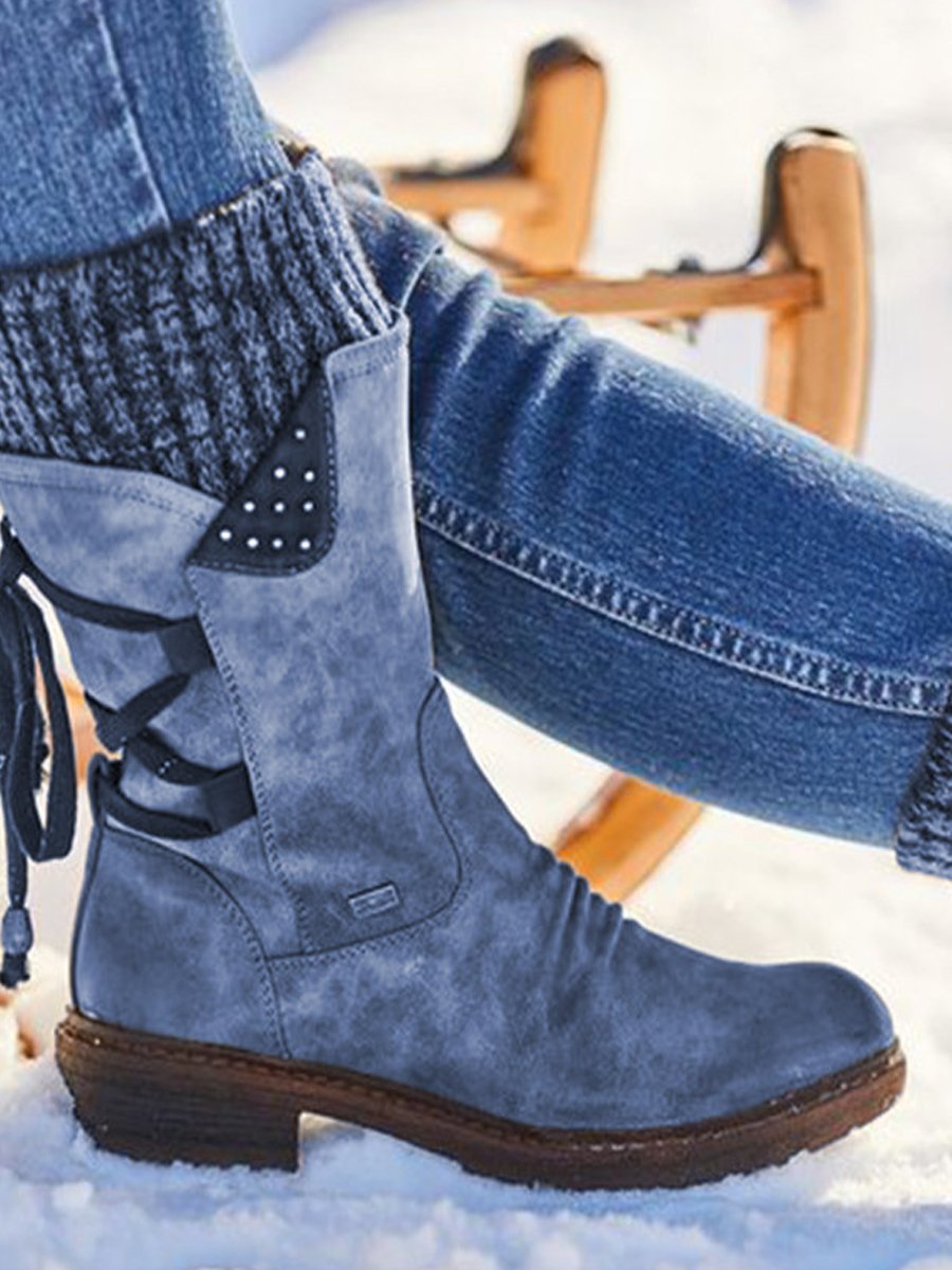 Lace Up Warm Suede Boots Shoes