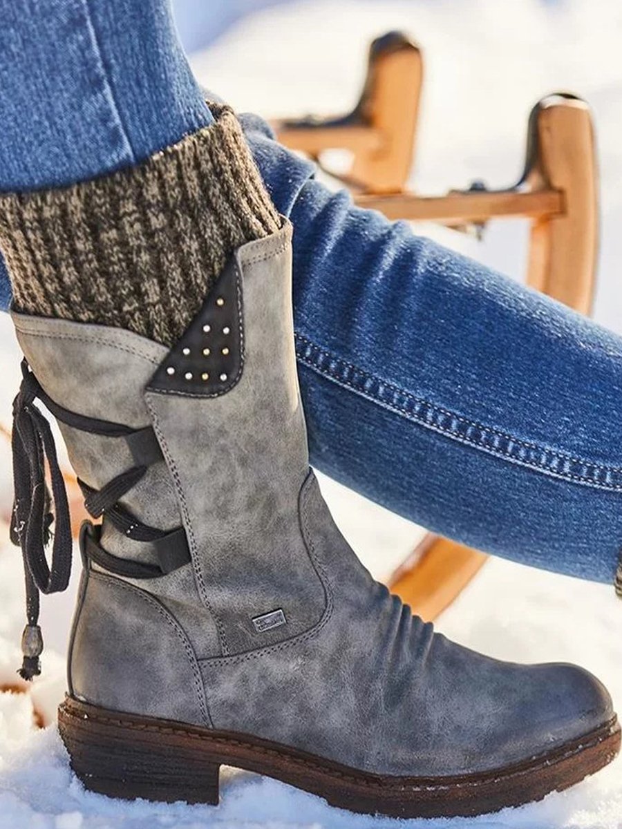 Lace Up Warm Suede Boots Shoes