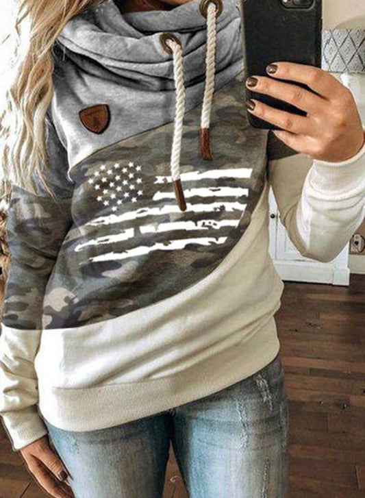 Green Women's Hoodies Flag Hooded Pocket Hoodie LC2534364-9