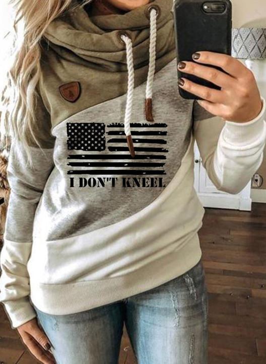 Green Women's Hoodies Pocket Flag Hoodie LC2534366-109