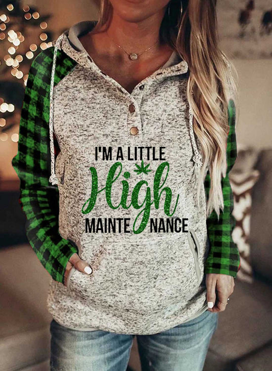 Green Women's Hoodies Drawstring Long Sleeve Plaid Hoodies With Pockets LC2535958-9