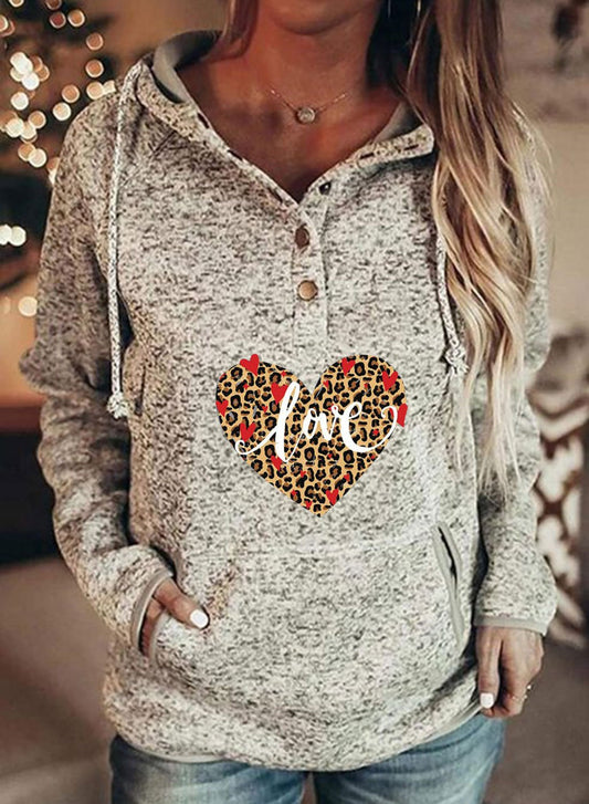 Gray Women's Hoodies Drawstring Long Sleeve Solid Hoodies With Pockets LC2536048-11