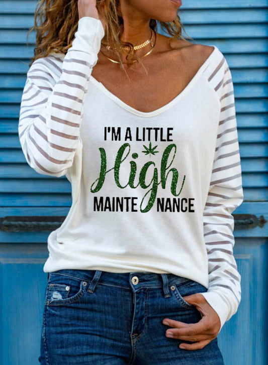 White Women's Sweatshirts V Neck Long Sleeve Solid Letter Daily Sweatshirts LC2515263-1
