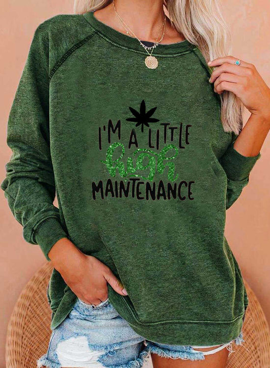 Green Women's Sweatshirts Letter Long Sleeve Round Neck Casual Sweatshirt LC2536309-9