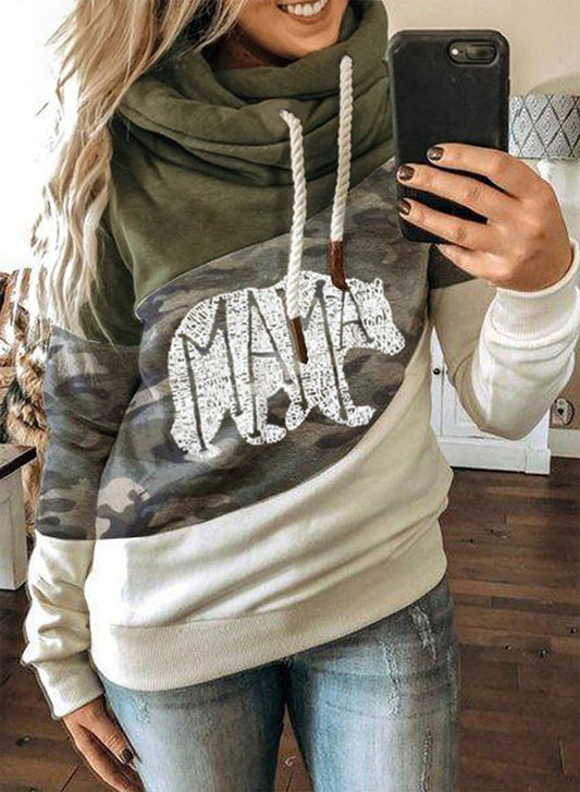 Green Camouflage Color Block Hoodie LC2533642-9