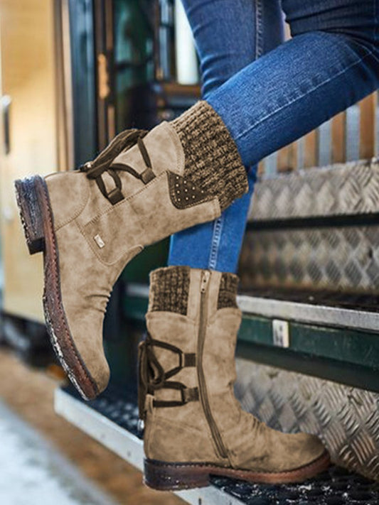 Lace Up Warm Suede Boots Shoes