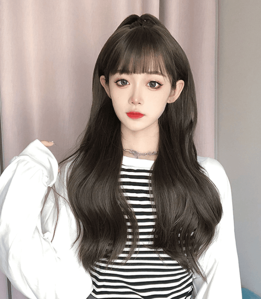 Long Wavy Dark Brown Synthetic Wig Lolita Cosplay SW324